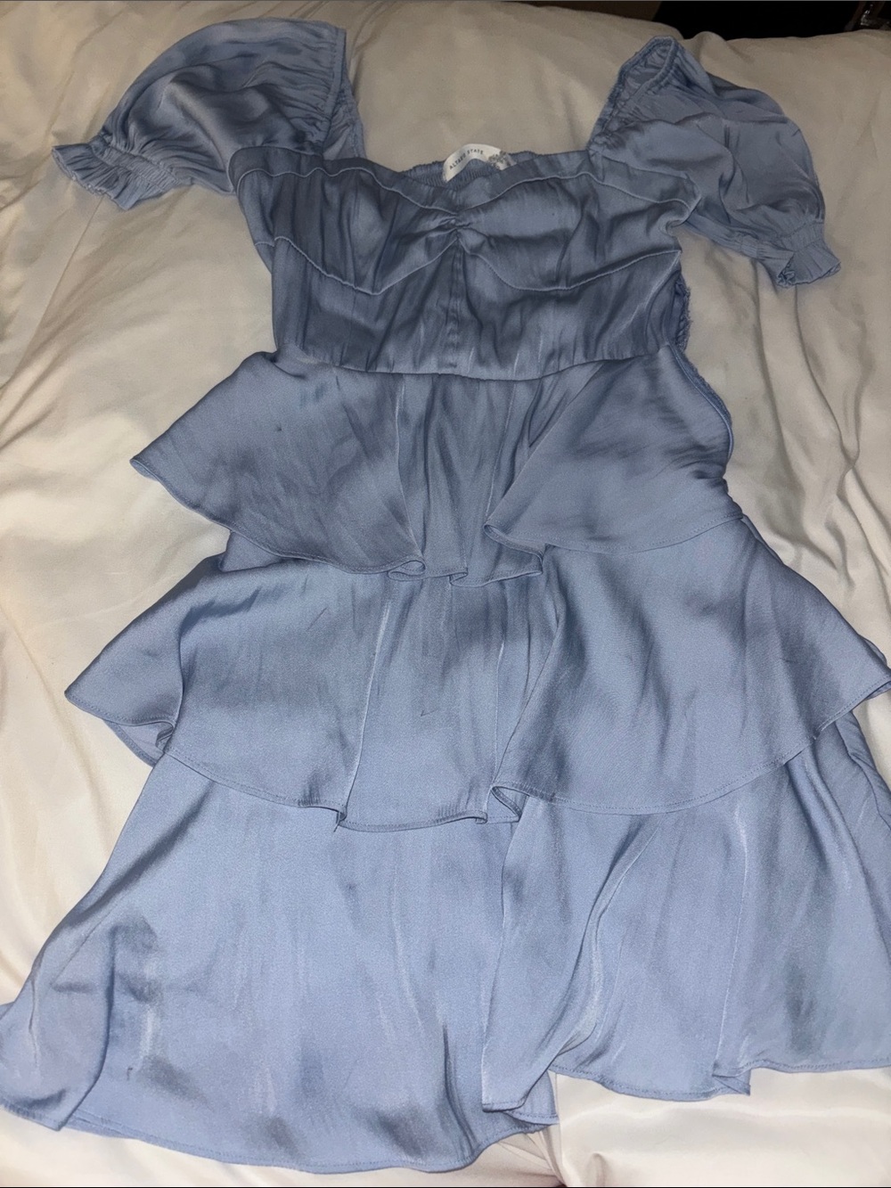 Altar'd State Light Blue Tiered Ruffle Mini Dress